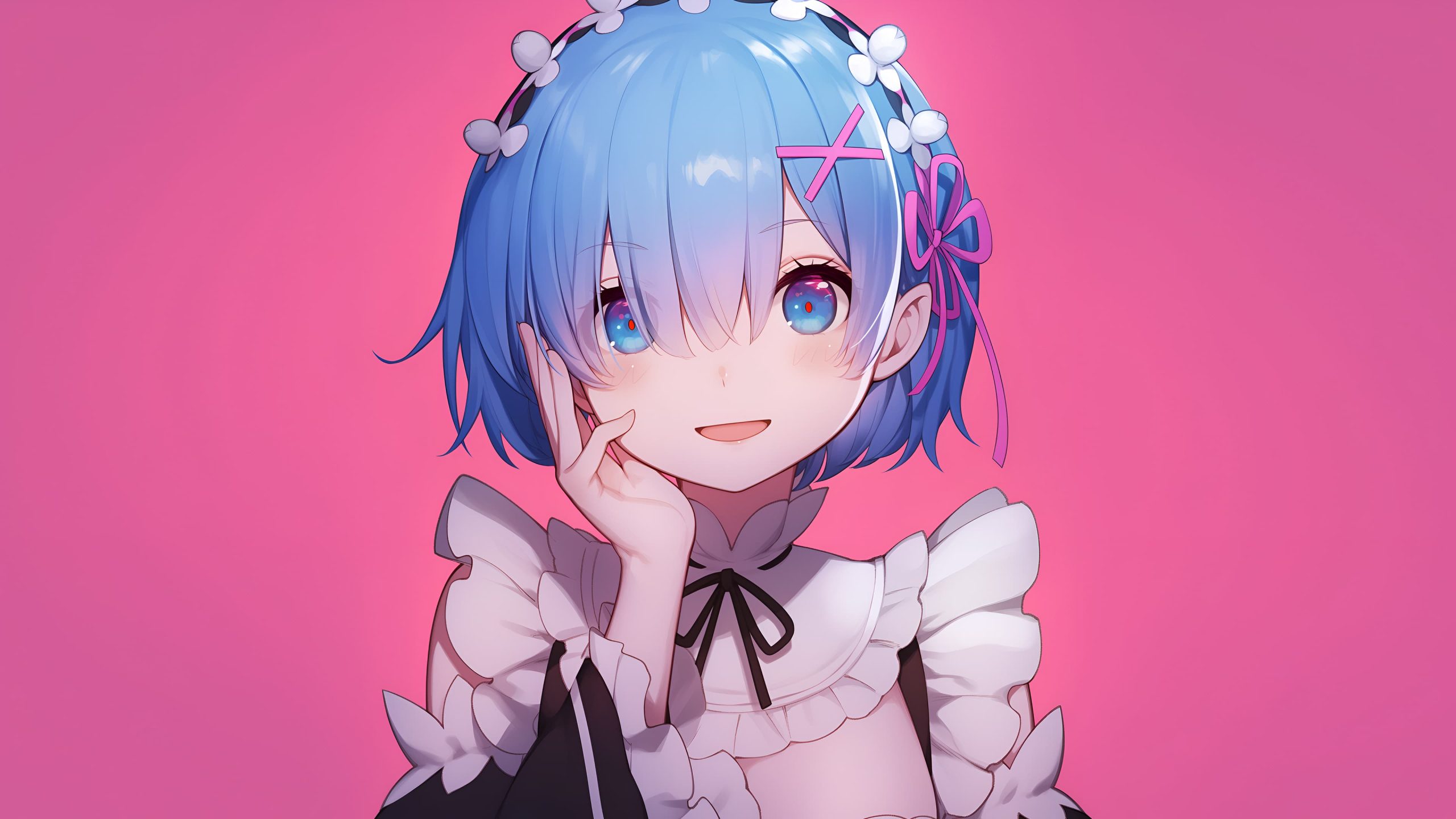 Rem Pink Background Wallpaper – Re:Zero [HD/4K Download]